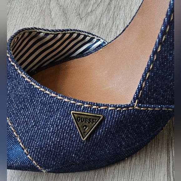 Guess Denim Slingback Wedge Sandals – Size 8M - Picture 7 of 12